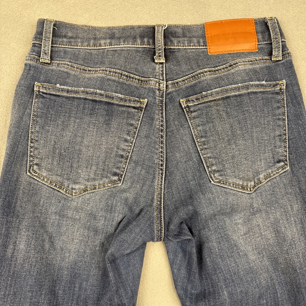 Lucky Brand Ava Skinny Jeans Womens 6/28 Blue Denim Mid Rise raw hem